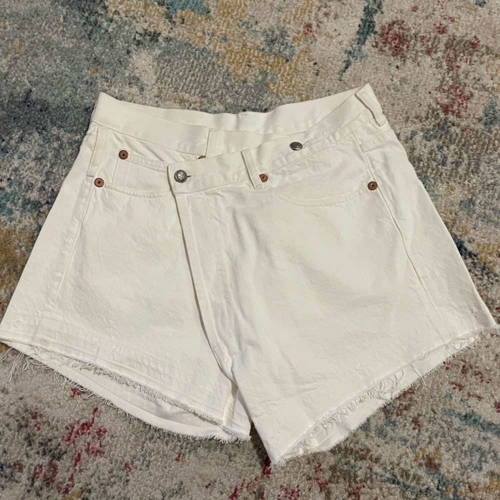 R13 white crossover shorts